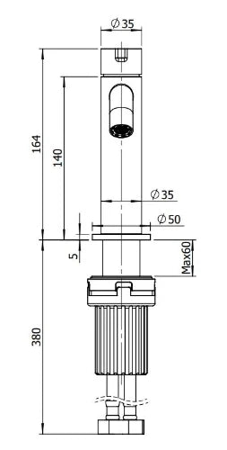 Procasa Vivo mitigeur lavabo avec démarrage à froid - Brushed Nickel PVD - brossé mat PVD