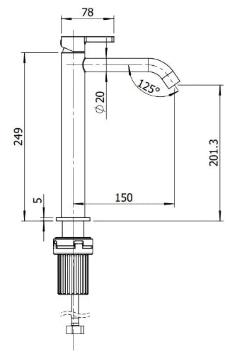 Procasa Vivo mitigeur lavabo rehaussé sans vidage - démarrage à froid - Brushed Copper PVD - cuivre brossé PVD