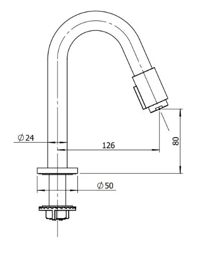 Procasa Vivo robinet eau froide - bec 190 mm - Gun Metal PVD - acier mat PVD