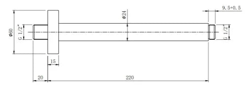 Procasa Vivo bras de douche pour plafond 240 mm - Gun Metal PVD - acier mat PVD