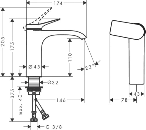 Hansgrohe Vivenis 110 mitigeur lavabo démarrage à froid sans vidage - chromé