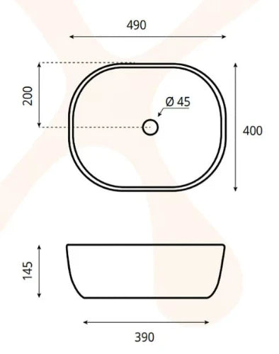 Looox Ceramic Rectangle lavabo à poser 490 x 400 mm - blanc - sans trou de robinet - sans trop-plein