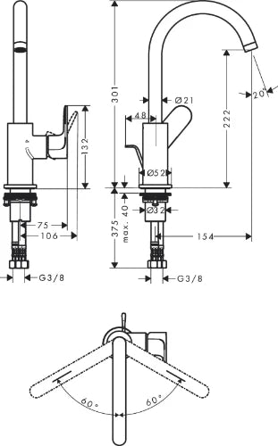 Hansgrohe Rebris S 210 mitigeur lavabo à vidage automatique  - chromé