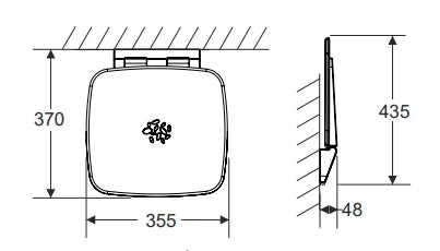 Aquaware série 300 siège de douche rabattable pour montage sur supports v 30-34mm d'épaisseur blanc/chromé