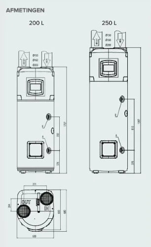 Ariston Nuos Plus Wifi 200 boiler thermodynamique 200 l - 2500 W - vertical - modèle au sol - label ERP sanitaire: A+