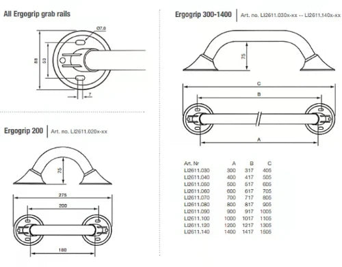 Linido Ergogrip barre de maintien 600 mm - blanc - pour fixation murale