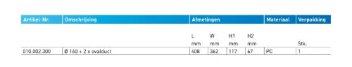 Begetube Profi-air équerre pièce de raccordement DN160 - 2 x ovalduct