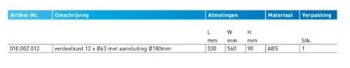 Begetube Profi-air boite de distribution modèle bas DN180 - 12 x 63 mm