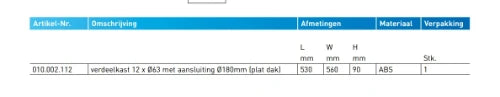 Begetube Profi-air boite de distribution modèle bas DN180 - 12 x 63 mm - toit plat
