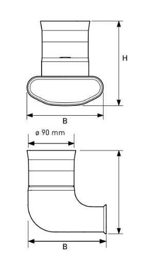 Begetube (78313227) Profi-Air pièce de transition équerre 90° 90 mm - tube tunnel