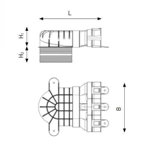 Begetube Profi-air équerre distributeur DN125 - 3 x 63 mm - modèle court