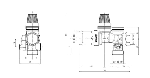 Caleffi 526 groupe de sécurité boiler MF 3/4 x 3/4 - 7 bar