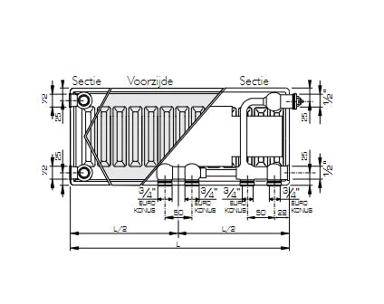 Stelrad Novello 8 radiateur H900xT11xB500 - 680 Watt (EN442 75/65/20) - Ral 9016 Blanc signalisation
