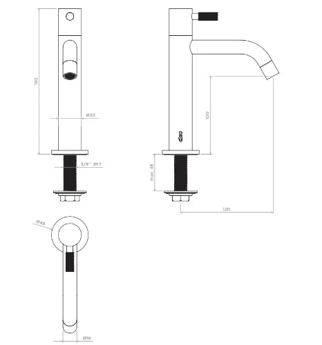 Clou Freddo 2 robinet eau froide - bec 120 mm - chrome - version haute