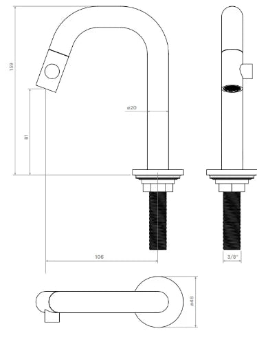 Clou Kaldur robinet eau froide - bec 106 mm - chrome