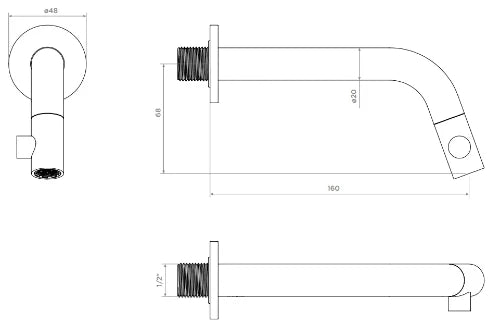 Clou Kaldur robinet eau froide mural - bec 160 mm - chrome
