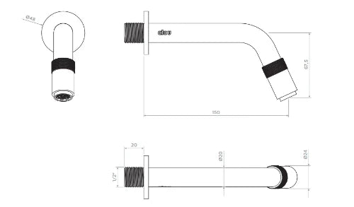 Clou Freddo 11 robinet eau froide mural - bec 104,5 mm - chrome