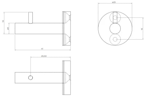 Clou Slim Patère 4,1 o CM 2,5 CM inox brossé 2 crochets