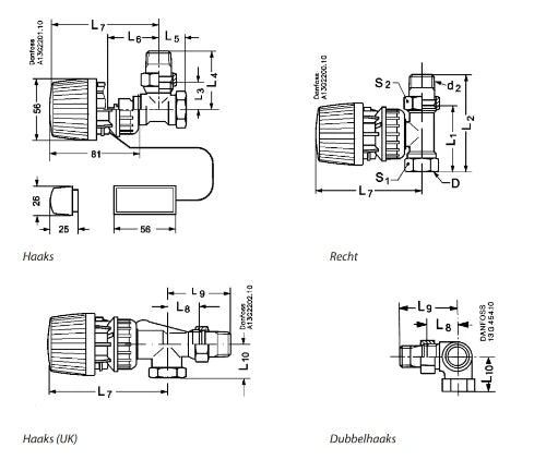 Danfoss RA-N équerre vanne radiateur 3/4 x 3/4 pour thermostatique- valeur Kv réglabe