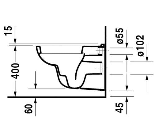 Duravit D-Code cuvette suspendue PACK (cuvette suspendue + abattant) - blanc - L355xP545 mm