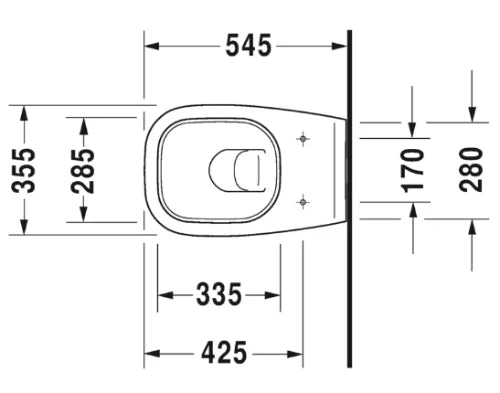 Duravit D-Code cuvette suspendue PACK (cuvette suspendue + abattant) - blanc - L355xP545 mm