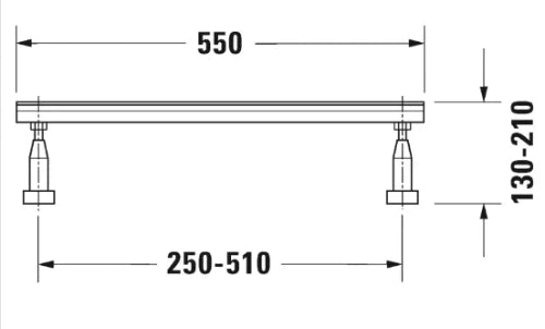PIEDS REGLABLES DURAVIT reglables 120-190mm pour baignoire-douche acryl-la paire long.>1000mm
