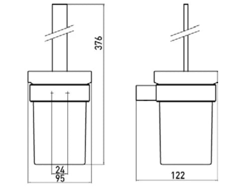 Emco Loft porte-brosse wc - verre de cristal satiné - chromé