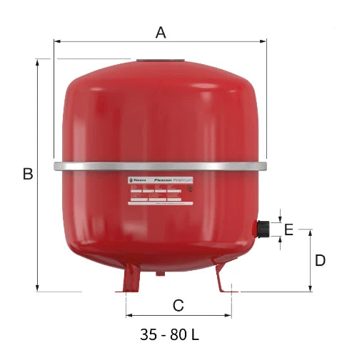 Flamco Flexcon Premium 80 vase d'expansion (cv) 80 l x 4/4 - 1 bar - membrane synthétique (15 ans garantie)