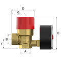 Flamco Prescomano groupe de sécurité avec manomètre FF 1/2 - 3 bar