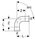 Geberit Mapress C-acier zingué coude 90° FF 76,1 x 76,1 mm