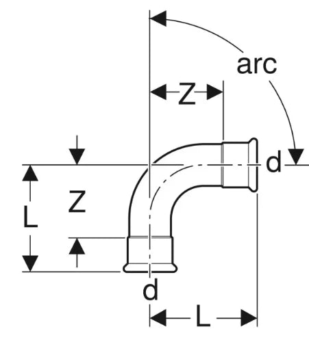 Geberit Mapress C-acier zingué coude 90° FF 76,1 x 76,1 mm