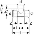 Geberit Mapress C-acier zingué té FFF 35 x 35 x 35 mm