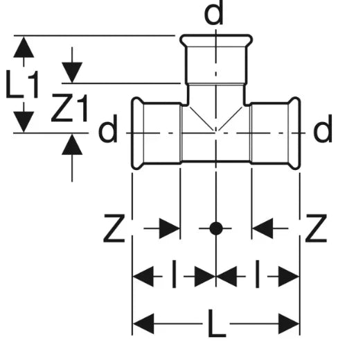 Geberit Mapress C-acier zingué té FFF 54 x 54 x 54 mm