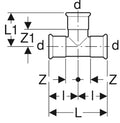 Geberit Mapress C-acier zingué té FFF 76,1 x 76,1 x 76,1 mm