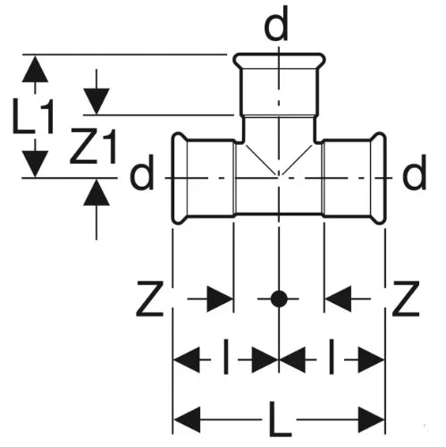Geberit Mapress C-acier zingué té FFF 88,9 x 88,9 x 88,9 mm