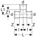 Geberit Mapress C-acier zingué té FFF 88,9 x 88,9 x 88,9 mm