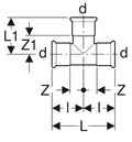 Geberit Mapress C-acier zingué té FFF 15 x 15 x 15 mm