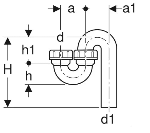 Geberit PE siphon 50 x 50 mm - avec entrée et sortie verticales