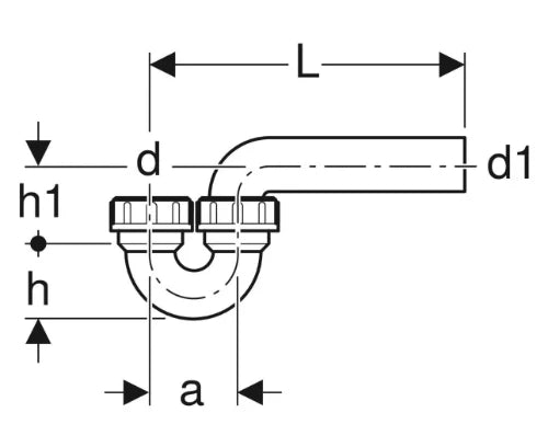 Geberit PE siphon 40 x 50 mm - avec entrée verticale et sortie horizontale