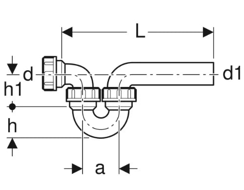 Geberit PE siphon 50 x 50 mm - avec entrée et sortie horizontales