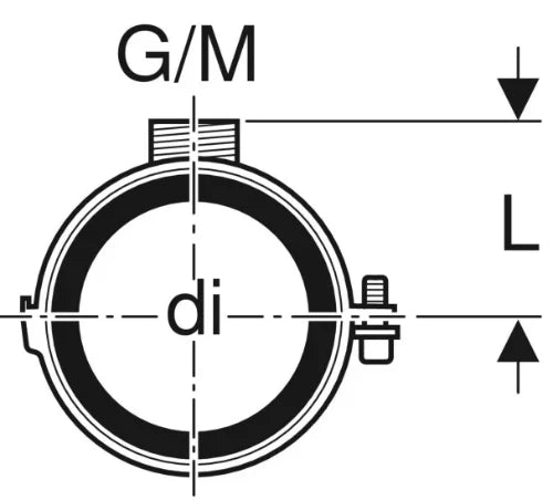 Geberit PE Silent-DB20 galva collier avec caoutchouc M10-1/2 x 75 mm