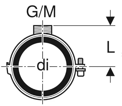Geberit PE Silent-DB20 galva collier avec caoutchouc M10-1/2 x 110 mm