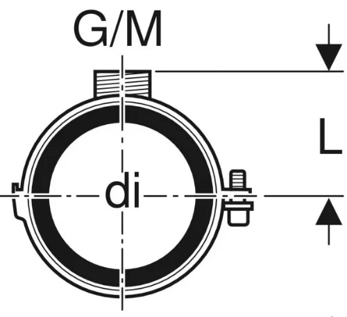 Geberit PE Silent-DB20 galva collier de fixation avec insert en caoutchouc M10-1/2 x 135 mm