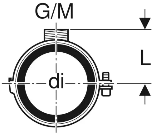 Geberit PE Silent-DB20 galva collier de fixation avec insert en caoutchouc M10-1/2 x 160 mm