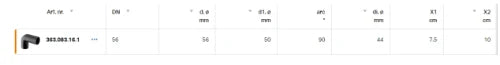 Geberit PE coude de raccordement 90° 56 x 50 mm