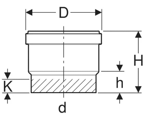 Geberit PE manchon coulissant avec joint à lèvres MF 56 x 56 mm