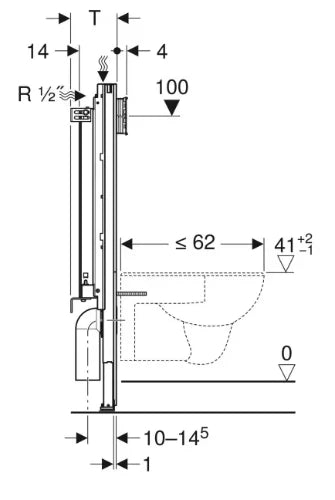 Geberit Duofix bâti-support pour wc suspendu pour maçonnerie 3/4of6/7,5l sans plaque de commande+réservoir encastré Sigma