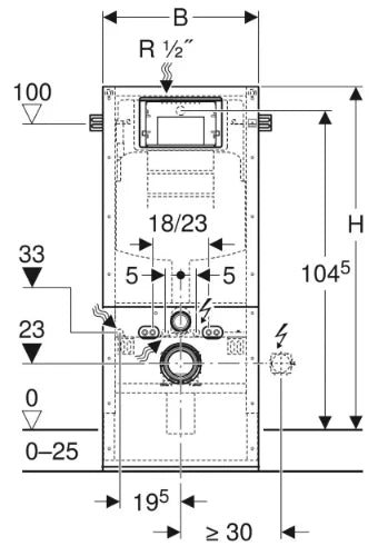 Geberit Duofix bâti-support pour wc suspendu pour maçonnerie 3/4of6/7,5l sans plaque de commande+réservoir encastré Sigma