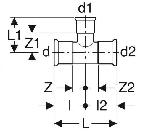 Geberit Mapress C-acier zingué té réduit FFF 18 x 15 x 18 mm