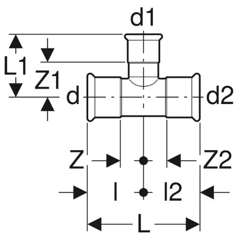Geberit Mapress C-acier zingué té réduit FFF 22 x 15 x 22 mm